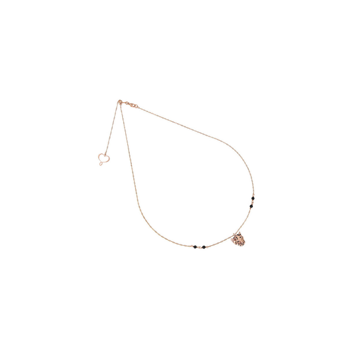 FINE CHAIN NECKLACE WITH LEOPARD IN ROSE GOLD AND SPINEL