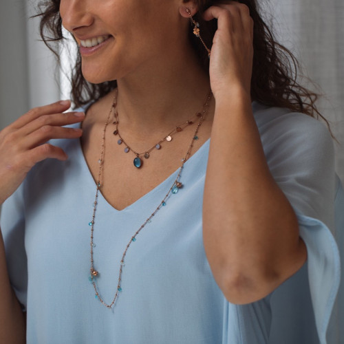 NECKLACE IN SILVER AND COLOURED STONES. CLSD 004.