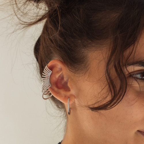 EARCUFF TREPADOR EN PLATA Y CIRCONITAS