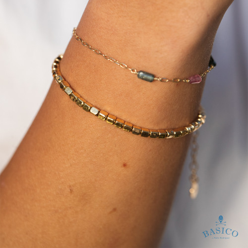 Pulsera De Cadena Con Piedras De Colores