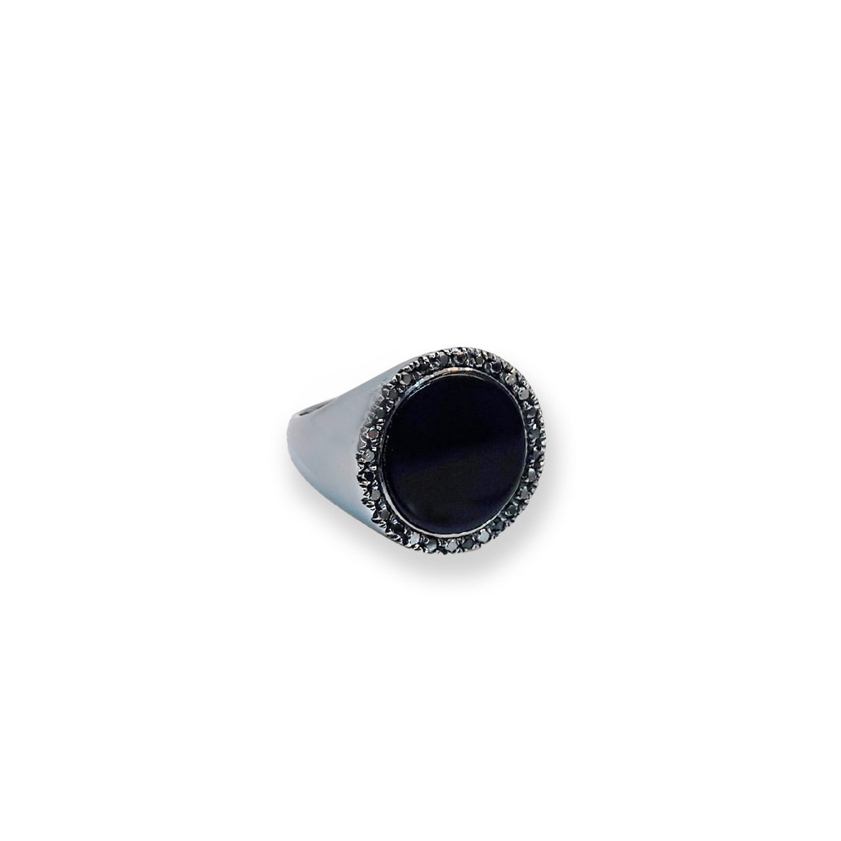 Silver Ring With Black Diamonds