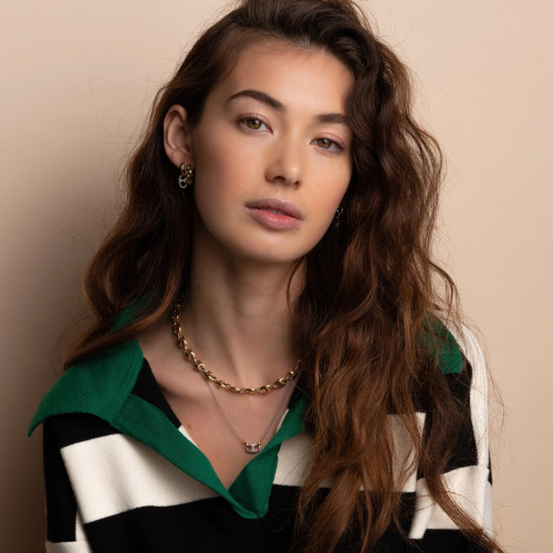 BICOLOUR COFFEE BEAN LINK EARRINGS