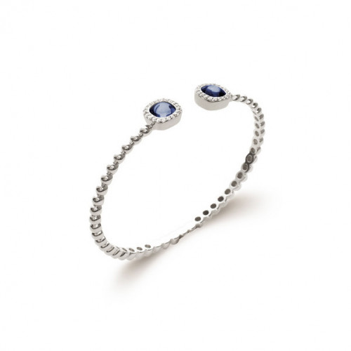 Rigid Open Bracelet With Blue Stone