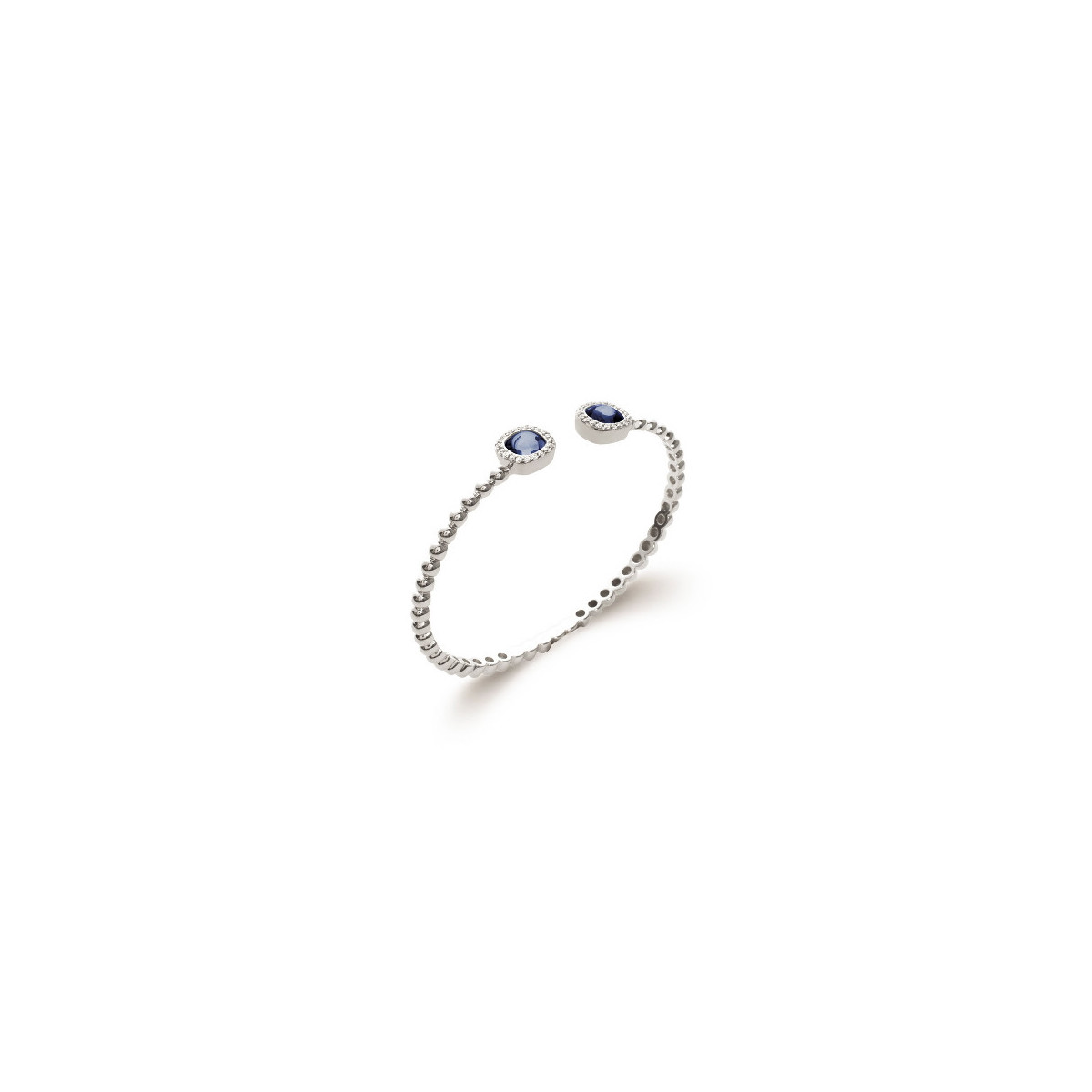 Rigid Open Bracelet With Blue Stone
