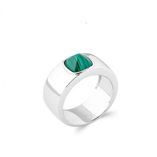 Silver Ring With Malachite