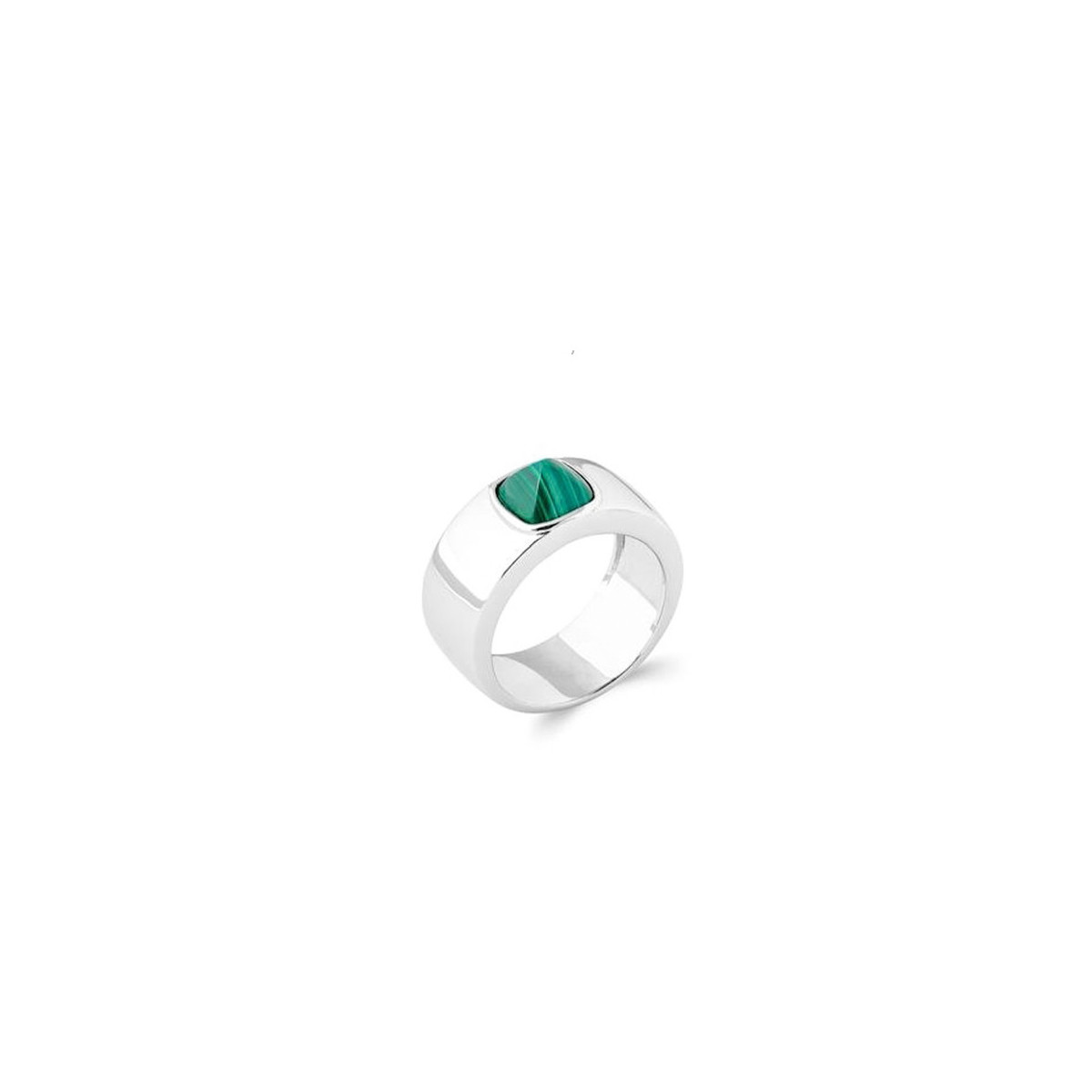 Silver Ring With Malachite