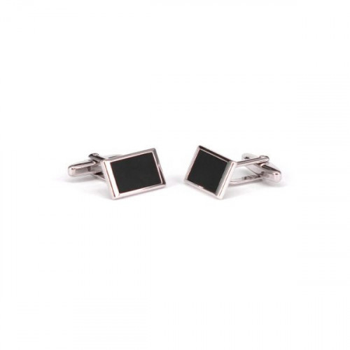 CUFFLINKS MADE OF SILVER AND RECTANGULAR ONYX