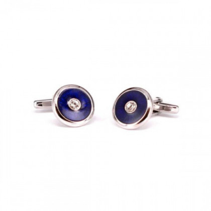 CUFFLINKS WITH BLUE ONYX AND ZIRCONIA