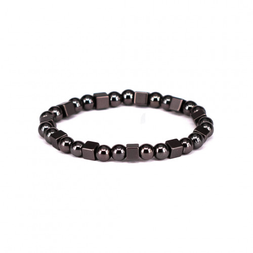 BLACK BALLS AND CUBES BRACELET