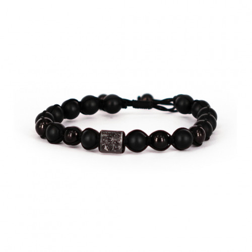 SEMIPRECIOUS BLACK STONE BEAD BRACELET