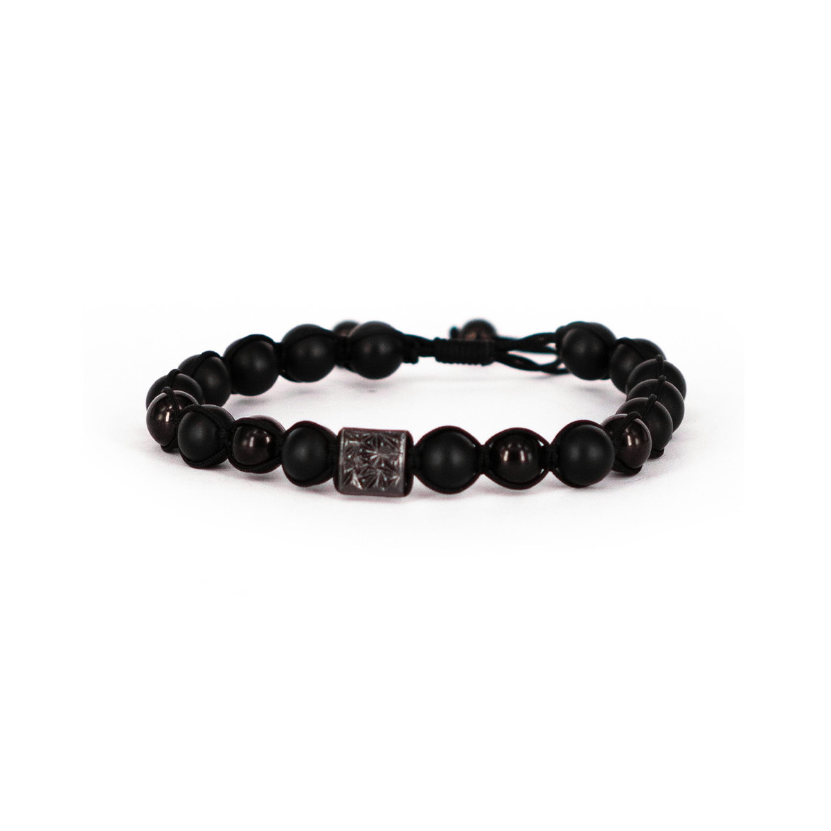 SEMIPRECIOUS BLACK STONE BEAD BRACELET