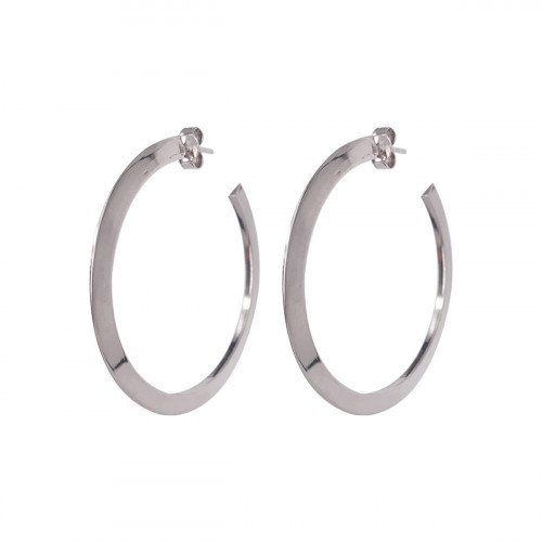 FLAT HOOP SILVER EARRINGS