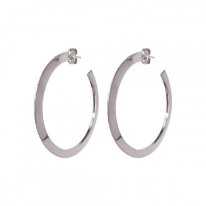 FLAT HOOP SILVER EARRINGS