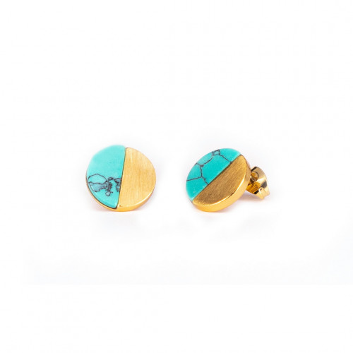 GOLDEN EARRINGS AND BLUE GREEN MARBLE