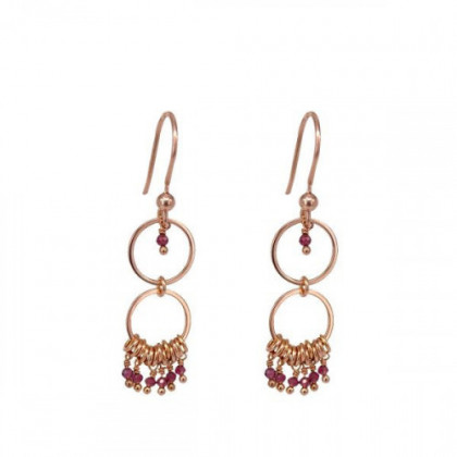 EARRINGS DOUBLE GARNET CIRCLE AL1625