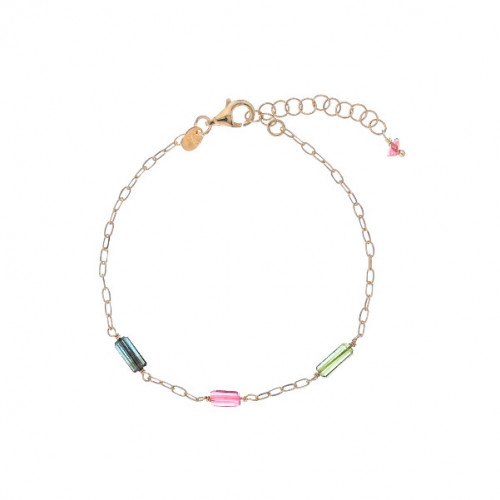 Chain Bracelet With Coloured Stones