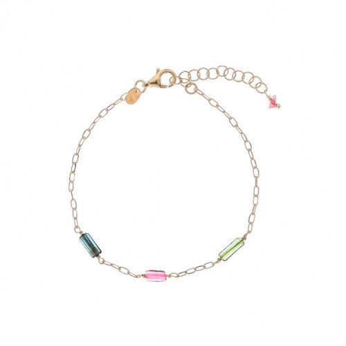 Pulsera De Cadena Con Piedras De Colores