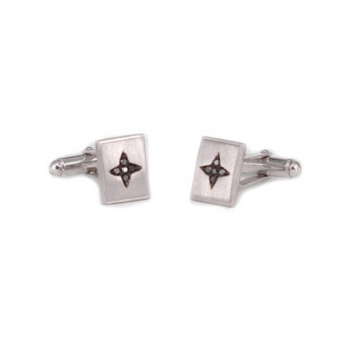 RHODIUM SILVER CUFFLINKS WITH DIAMONDS