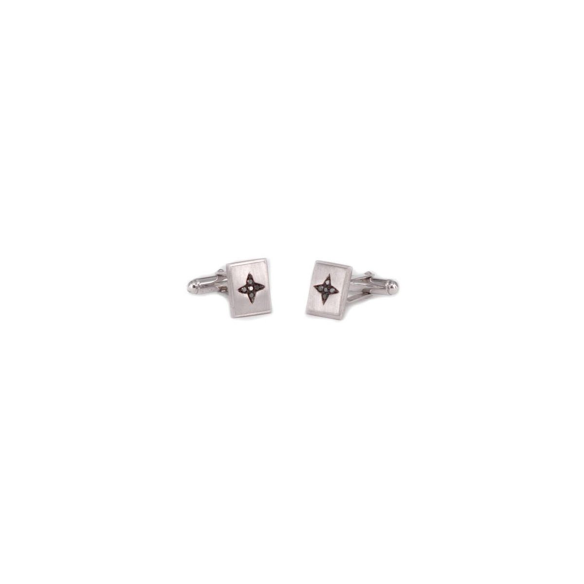 RHODIUM SILVER CUFFLINKS WITH DIAMONDS