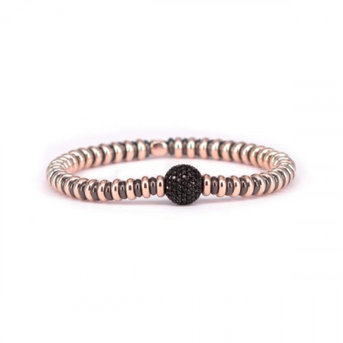 PULSERA DE PLATA ROSÉ CON ESFERA DE ESPINELAS