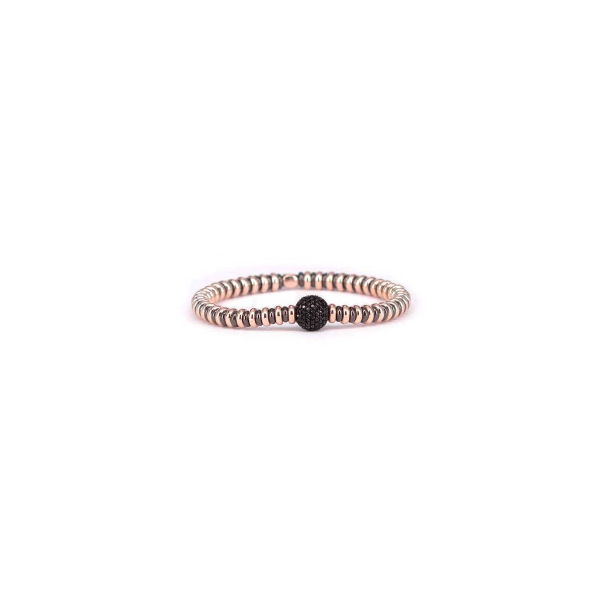 PULSERA DE PLATA ROSÉ CON ESFERA DE ESPINELAS