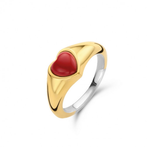 CORAL RED HEART RING