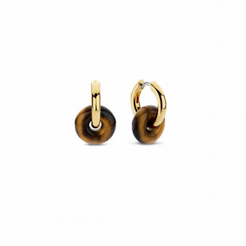 GOLD-PLATED SILVER AND TIGER'S EYE EARRINGS
