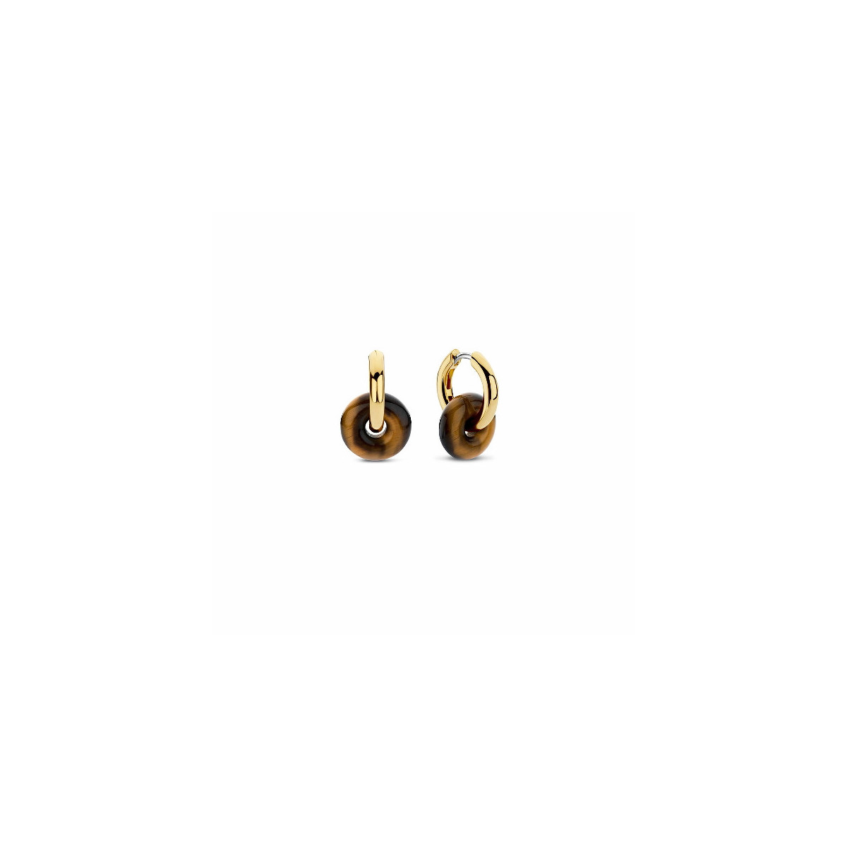 GOLD-PLATED SILVER AND TIGER'S EYE EARRINGS