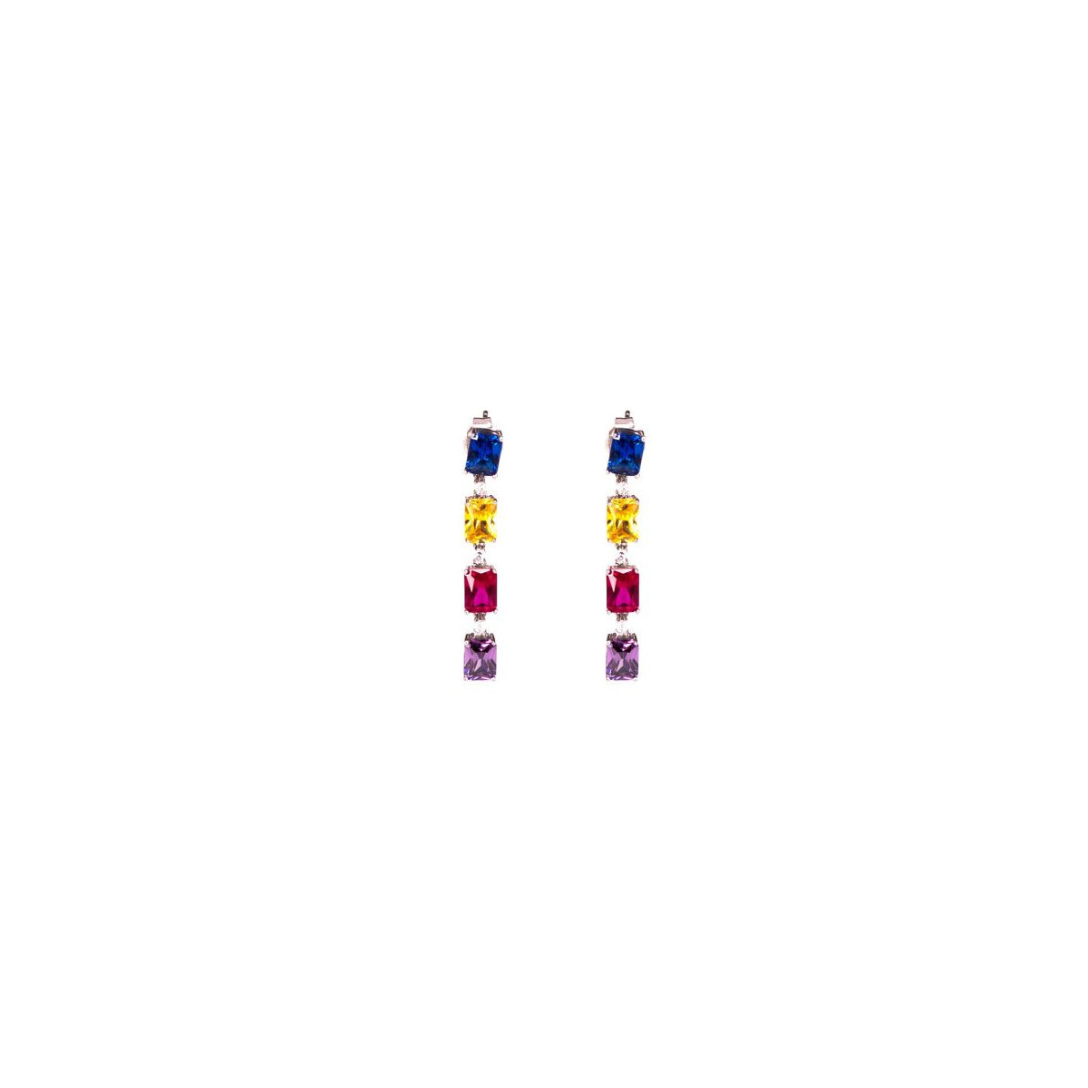 SILVER EARRINGS WITH MULTICOLOURED STONES