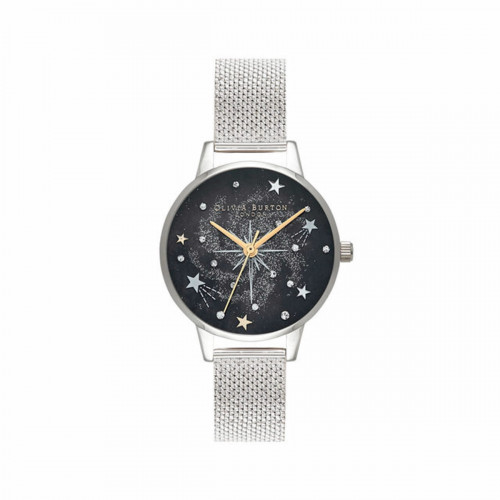 SILVER PLATED MESH WATCH WITH CELESTIAL MIDI DIAL