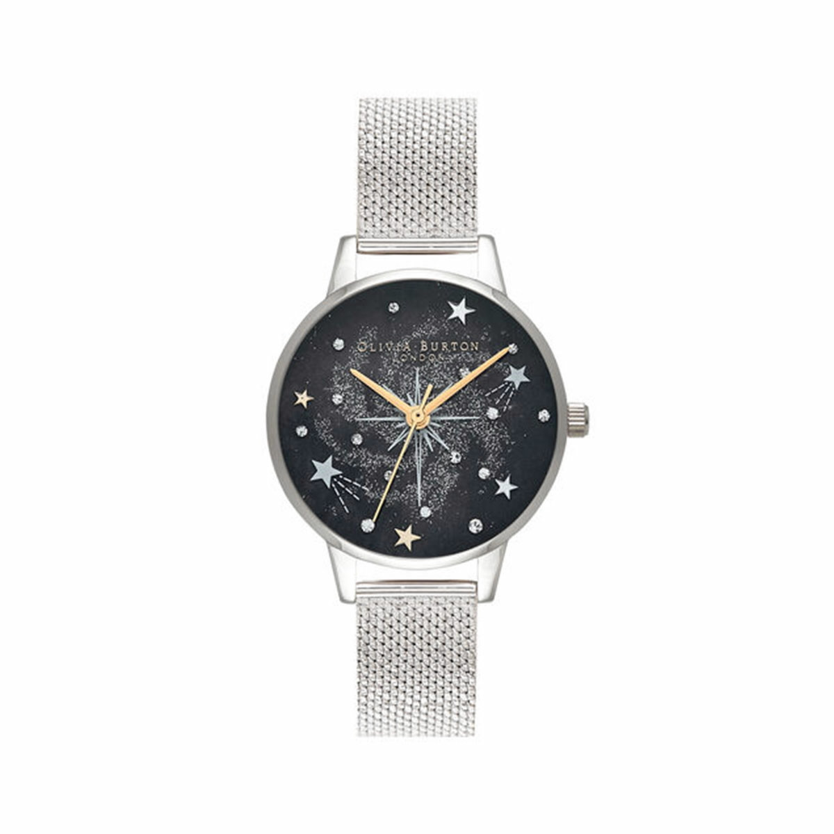SILVER PLATED MESH WATCH WITH CELESTIAL MIDI DIAL