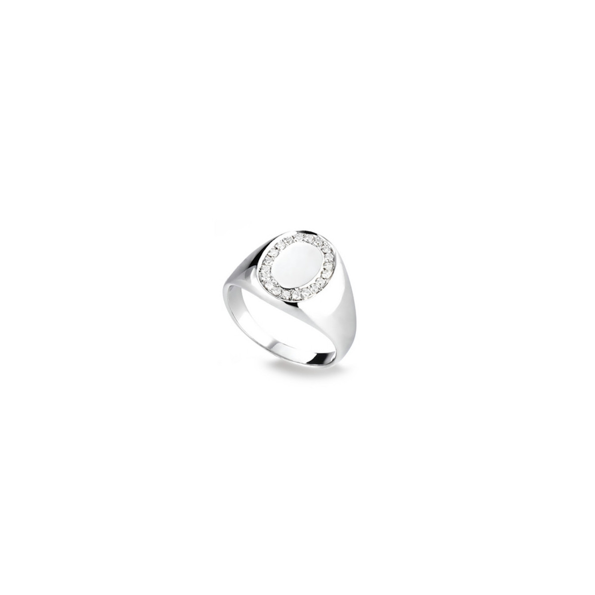 SILVER OVAL SIGNET RING