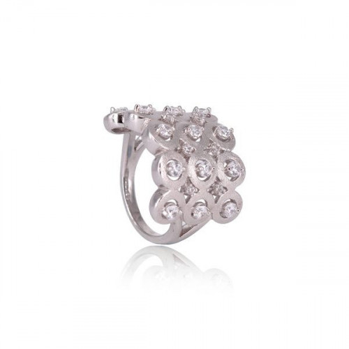 SILVER RING WITH CRIMPED ZIRCONIA