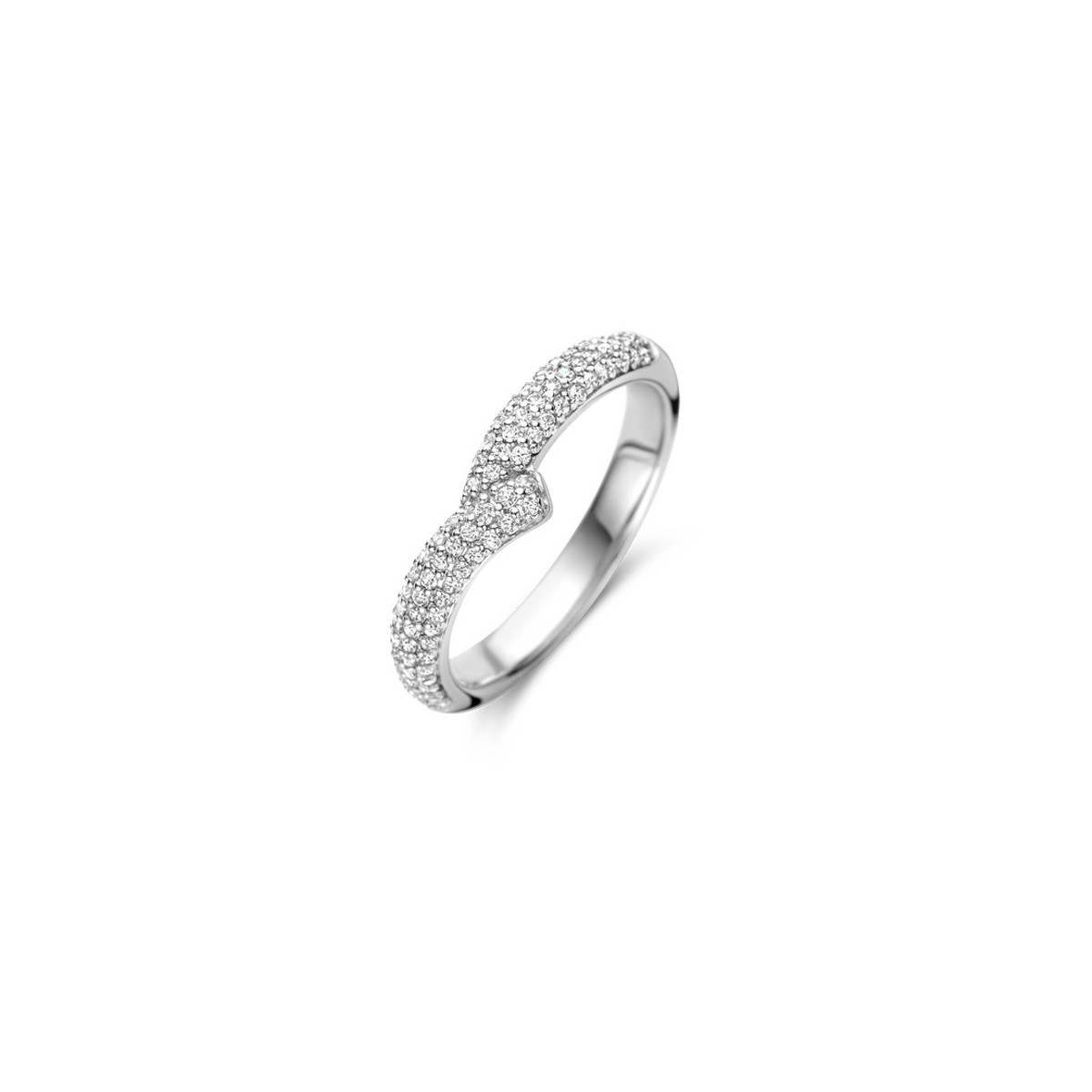 WAVE SHAPE RING WITH ZIRCONIA PAVE