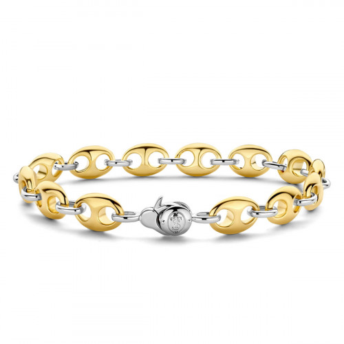 PULSERA BICOLOR ESLABÓN GRANO DE CAFÉ
