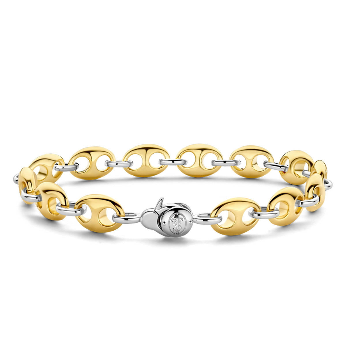 PULSERA BICOLOR ESLABÓN GRANO DE CAFÉ