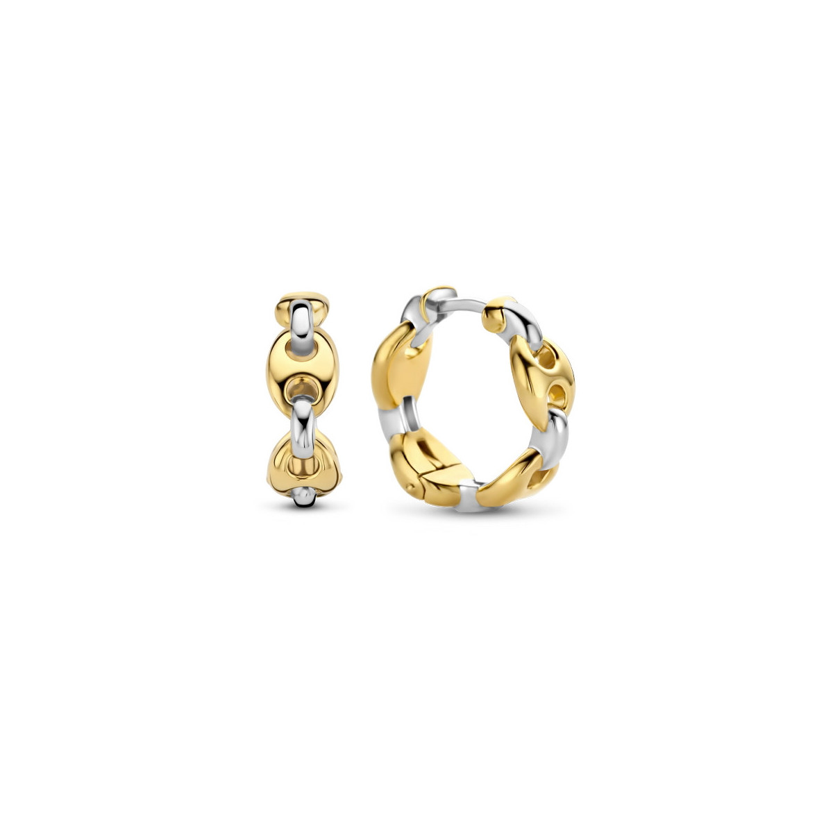 BICOLOUR COFFEE BEAN LINK EARRINGS