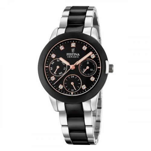 FESTINA CERAMIC BLACK WATCH STEEL STRAP