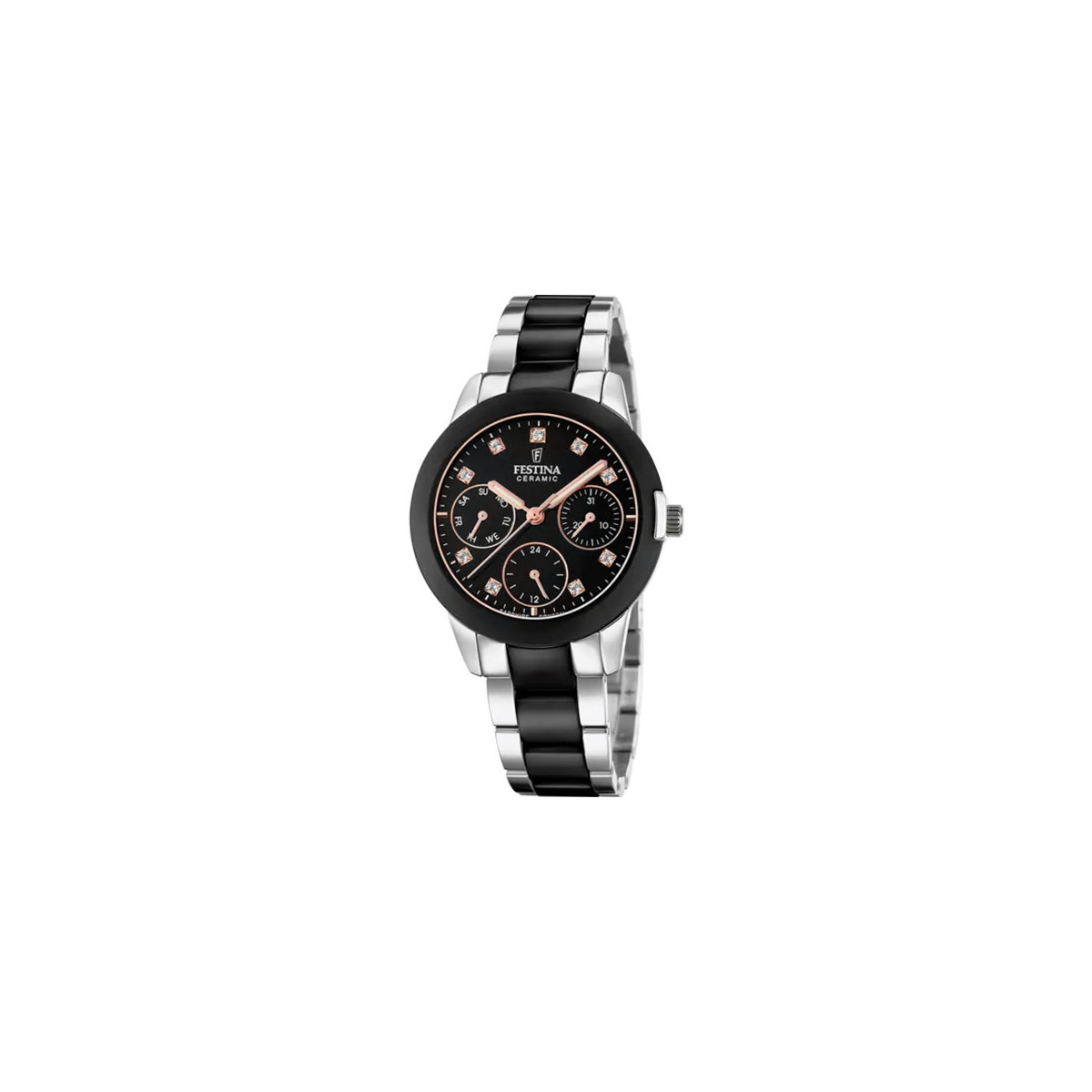 FESTINA CERAMIC BLACK WATCH STEEL STRAP