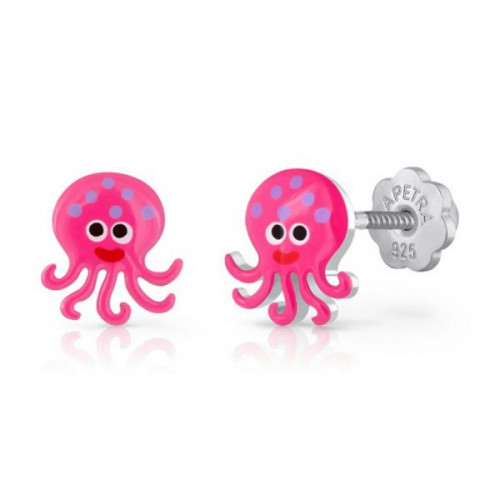 PENDIENTES PULPO FUCSIA