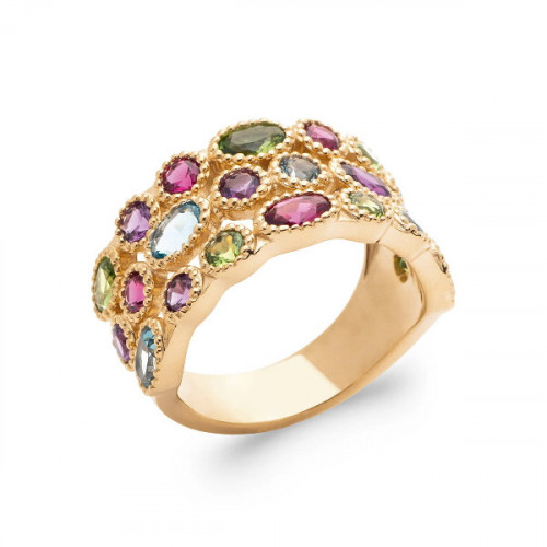 RING WITH MULTICOLOURED ZIRCONIA