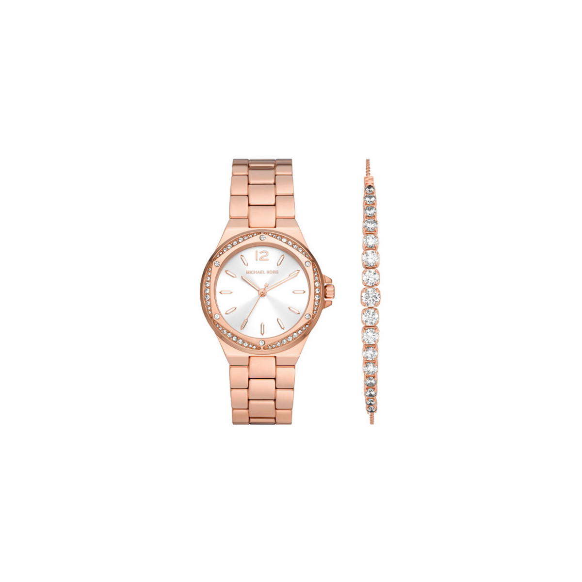 LENNOX BRACELET AND WATCH SET IN ROSE GOLD TONE WITH INLAY MK1053SET