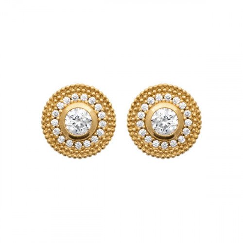 BUTTON EARRINGS WITH ZIRCONIA