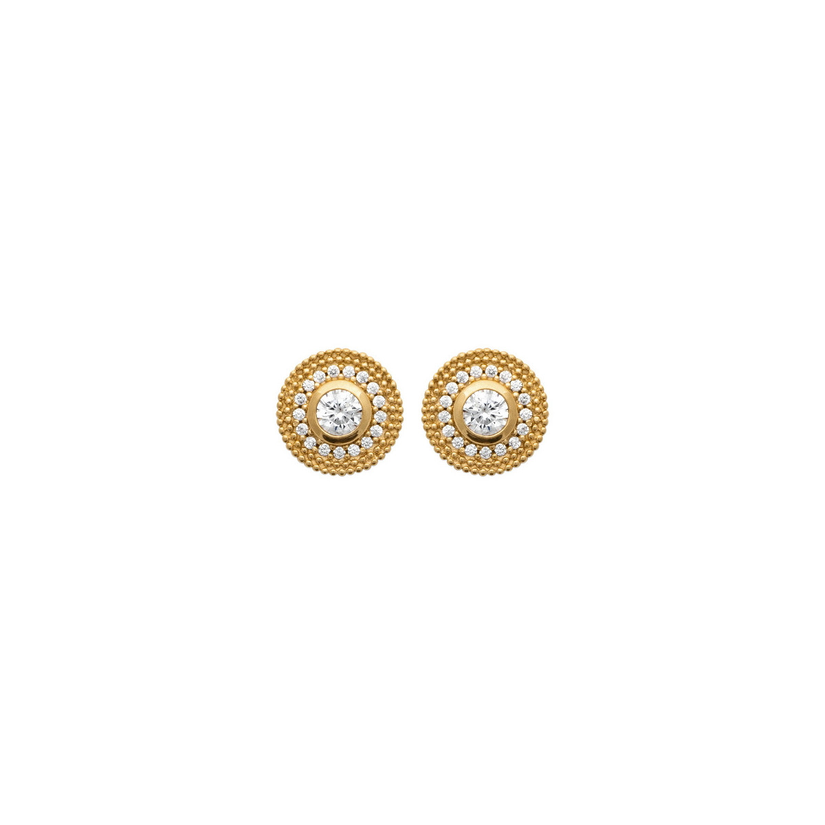 BUTTON EARRINGS WITH ZIRCONIA