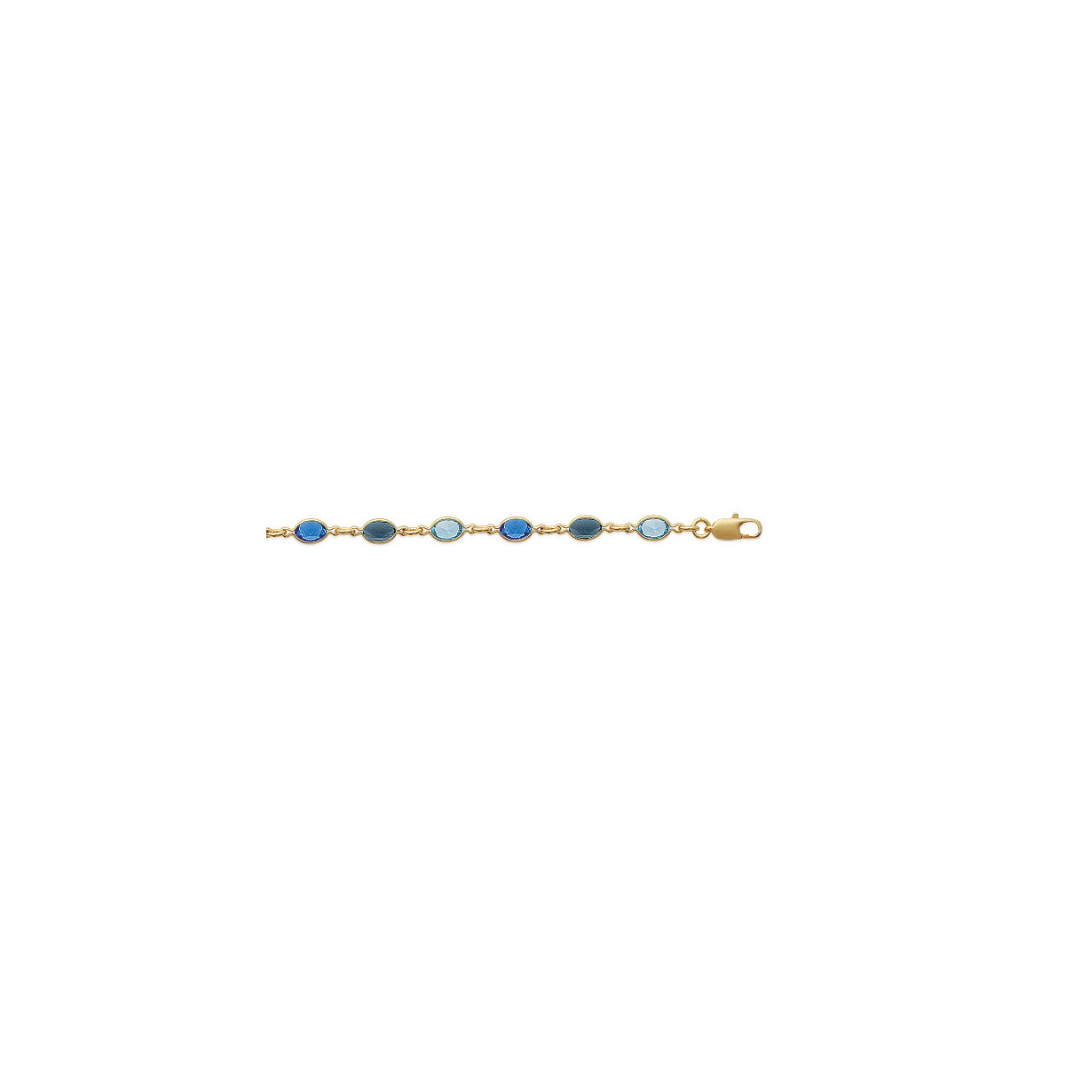 GOLD PLATED SILVER BRACELET WITH BLUE CRYSTALS