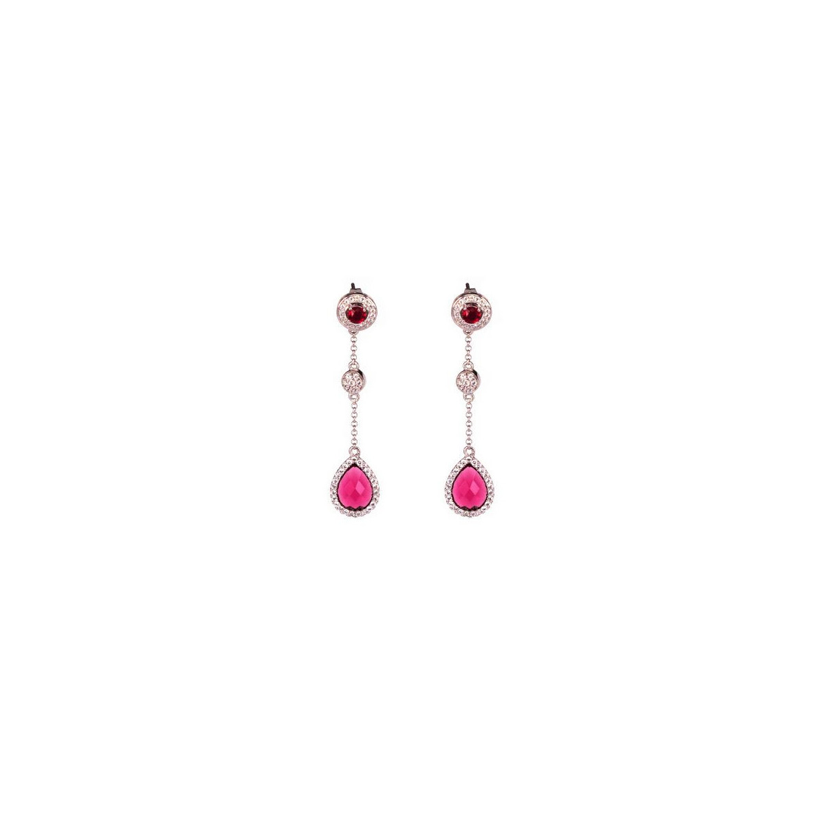 LONG RED TEARDROP EARRINGS