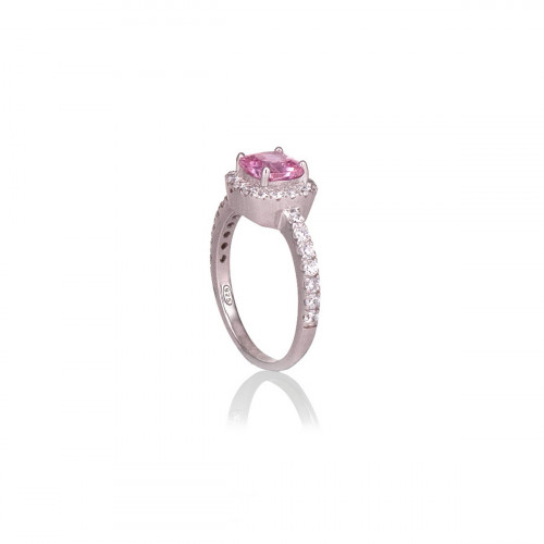 SILVER RING WITH PINK ZIRCONIA