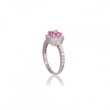 SILVER RING WITH PINK ZIRCONIA