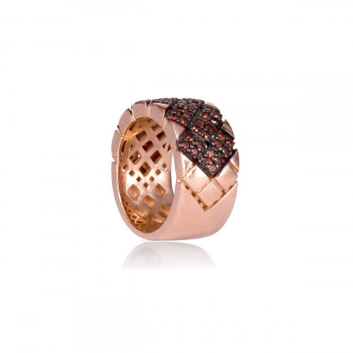 ANILLO PLATA ROSÉ CON CIRCNONITA NEGRA