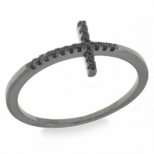 Anillo Con Cruz Negra